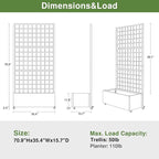 Casaphoria Metal Raised Garden Bed with Trellis and Wheels, 72"x35"x16" Planter Box for Climbing Plants, Vegetables & Vines, Features Drainage Holes and Privacy Screen (Black-Grid)