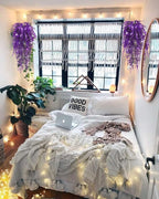 Artificial Plants Lighted Artificial Hanging Plants Fake Money Plants Outdoor UV Resistant Plastic Plants Fake Plants for Outside Home Garden Wedding Party Indoor Backgarden Decorations(Pure Purple)
