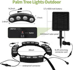 Sublume Solar Tree Lights Outdoor, Palm Tree Lights, Large Solar Panel with 4000mAh Battery, Ring Warm White LED Uplights for Tree, 3-in-1 (Stake/Tie/Hang), IP65 Waterproof, Tree Spotlights for Garden
