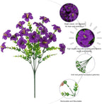 Artificial Flowers for Outdoors Decoration, 20 Bundles Purple Faux Morning Glory with Eucalyptus Look Real UV Resistant Fake Plants Silk Flowers for Outside Yard Gardens Porch Patio Planter Home Urn