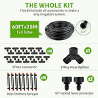 Insoma Locked Connect Drip DIY Irrigation Kit, 60ft Garden Drip Irrigation System, Automatic Micro Watering System with 4/7 inch Tubing Hose with Adjustable Nozzles for Garden Flower Bed Patio Lawn