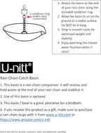 U-nitt 12" Spill Bowl Downspout Catch Basin for Rain Chain Anchoring & Stake | Rainwater Collection for Roof |Gutter Catch Basin | Good for Water Fountain & Birdbath | Black | Handles Heavy Rain