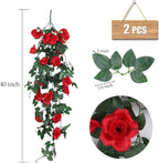 RECUTMS Artificial Hanging Rose Flowers for Outdoors 2PCS 3.3Ft Rose Vine Garlands for Decoration Artificial Hanging Plants for Home Living Room Garden Wedding Indoor Outside Decor