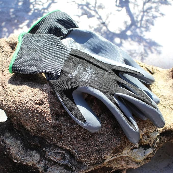 Brussel’s Bonsai Nitrile Tough Gardening Gloves – Durable Nitrile Coated Gloves – Black, Pair, Medium