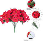 Bougainvillea Artificial Flowers for Outdoors Faux Plants Spring Summer Decor, 4 Bundles Red UV Resistant Fake Outdoor Flowers Silk Flowers for Outside Realistic for Planters Patio Porch Garden Home