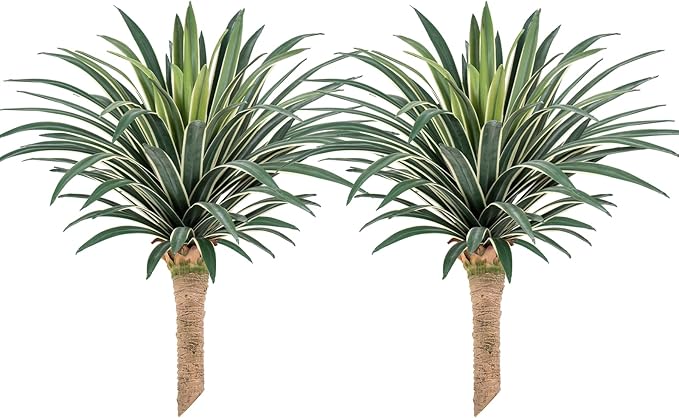 Artificial Agave Plant 27.55Inch UV Resistant Faux Agave Plant Outdoor Large Fake Plants Indoor Realistic Artificial Plants Without Pot for Outdoor Patio Garden Indoor Home Decor (2 Packs)