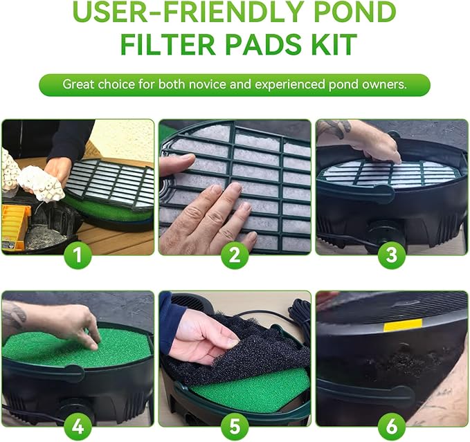 Pond Filter For Ponds Maintenance Kit For Aquagarden Inpond 5 In 1 600 Gallon Pond Pump - Foam Filters & Polymer Wool Pads 3-Stage Filtration, Fish Pond Filter Pads For Outdoor Ponds (Fit 600/900)