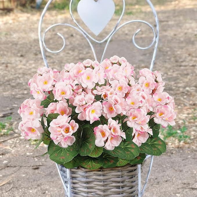 CITYES 3 Pcs Artificial Flowers Silk Geraniums for Outdoors UV Resistant Pink Artificial Geranium Bush Faux Flowers Plant Geraniums for Garden Home Decor Indoor Patio Vase Table Centerpiece