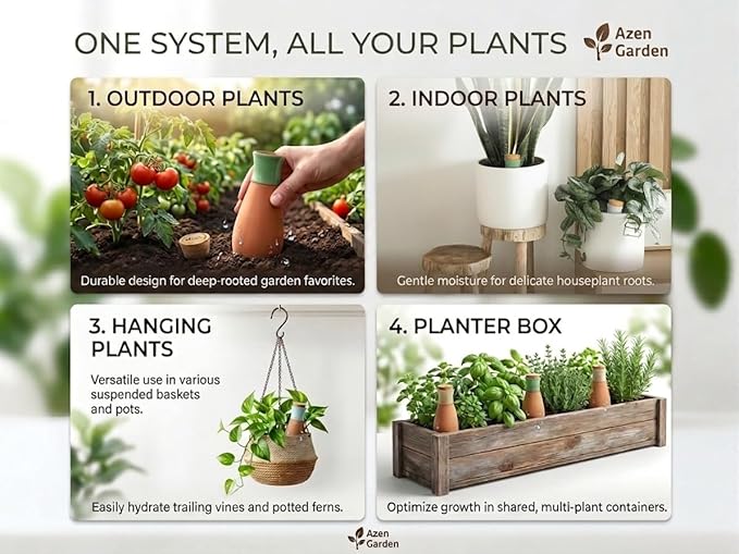 Ollas Plant Watering Globes - Terracotta Self Watering Planter Insert - Watering Bulbs for Indoor and Outdoor Plants with Easy Top Refill System - Set of 4 (Jade Green)