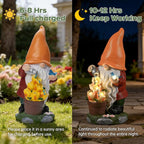 Solar Gnome Statue Outdoor Decor for Mother's Day,Gnome Figurines with Flower LED Light for Garden Decorations for Patio Lawn Balcony Fairy Gardens,Housewarming Gifts for Women Mom
