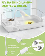 Moonorange Large Turtle Tank Kit (Tank+Lamp+Filter), Acrylic Turtle Tank Starter Kit with Heightened and Curved Fences, Bottom Drainage, Multi-Function Areas