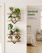 Bamworld Floating Shelves for Wall Planters for Indoor Plants Hanging Shelves Plant Holder Wall Decor Plant Stand Indoor for Plant Hangers Indoor for Living Room Bedroom Bathroom 2-Pack Brown Rhombus