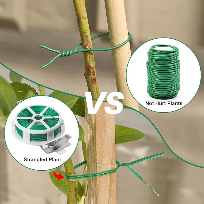 Decoroca Soft Plant Ties for Support - 65.6' Reusable Waterproof Plant Wire, Garden Twist, Office Organization and Decoration Binding（3pcs/Green）