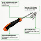 Weed Puller Tool with Thick Work Gloves, 4-Teeth Stainless Steel Hand Weeder, Deep Root Weed Remover for Dandelions Crabgrass, Gardening Weeding Tools for Garden Backyard Farm 13.7inch
