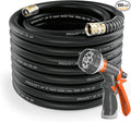SPECILITE Garden Water Hose 100 ft x 3/4 in Heavy Duty, Flexible and Lightweight, Burst 600 psi, Kink-less Hybrid Rubber Pipe for Backyard, 3/4'' Brass Fittings, Black