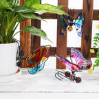 Totority Metal Butterfly Plant Pot Hangers 3Pcs Decorative Glass Flower Pot Hugger Figurines - Unique Outdoor Planter Ornaments & Indoor Garden Art Accessories - Stained Glass Style Present