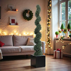 THE BLOOM TIMES 6ft Spiral Artificial Topiary Trees Set of 2, 71 inch Faux Cedar Trees for Outdoor Planters - Fake Twist Cypress Plants for Garden Front Porch Indoor Outside Decor 6 Foot