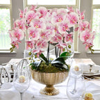 DILATATA 4 Pcs Artificial Orchids Stems with 9 Large Flowers Real Touch Phalaenopsis Orchids Flowers Fake Flower Branches 31.5" Tall for Home Arrangement -Pink Orchid