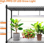 Bstrip Plant Shelf with Grow Light, 5-Tier Plant Stand with T8 24W Grow Light for Indoor Plants with Wheel, Grow Light Shelf with Timer for Indoor Plant, Seedling, Seed Starting, 29.5x13.8x59IN