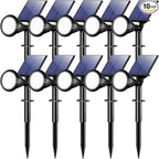 WELALO Solar Spot Lights Outdoor Waterproof IP65, 10 Pack 4 Lighting Modes Solar Powered Landscape Spotlights with Auto On/Off, Solar Garden Christmas Yard Pathway Wall Lights for Outside, Cool White