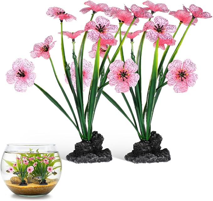 POPETPOP Aquarium Artificial Plastic Plants Decoration: 2pcs Aquarium Artificial Plants Decoration Ornament Fish Tank Hides Accessories