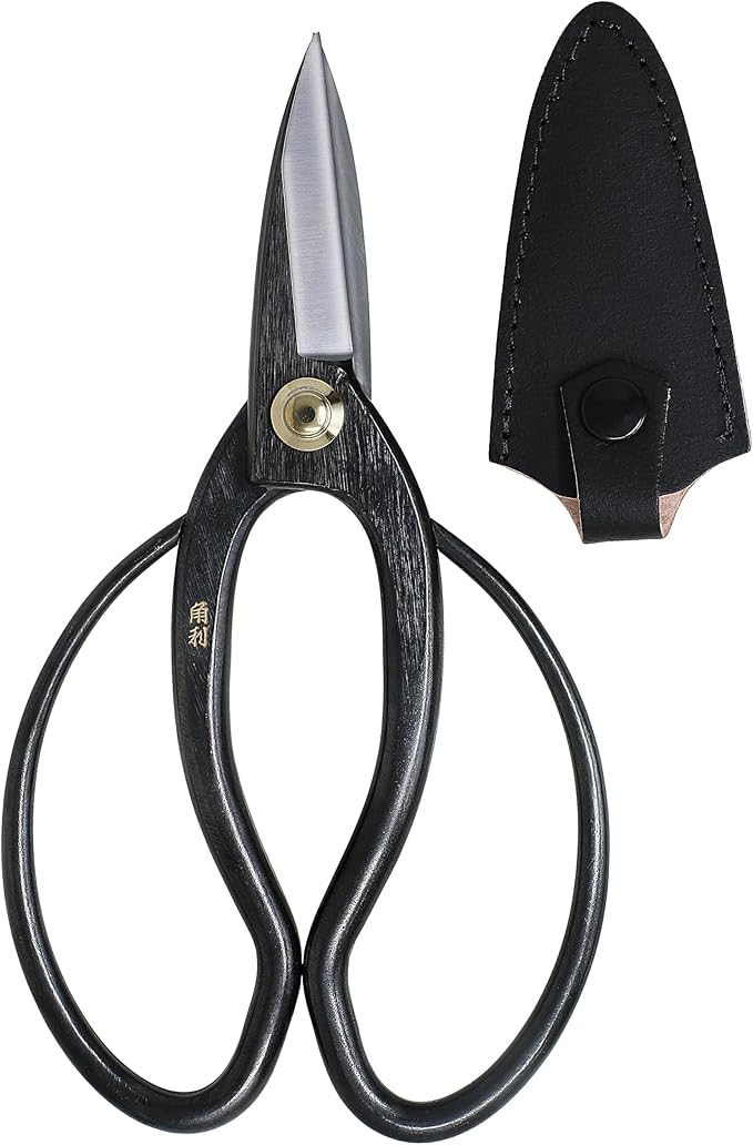KAKURI Bonsai Scissors Made in Japan 7", Japanese Carbon Steel Blade, Okubo Shears for Bonsai and Garden Use