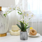 White Fake Orchids Flowers in Pot Bendable Faux Orchids Artificial Flowers Washable Silk Orchid Phalaenopsis Decor for Home Wedding Table Centerpiece Bathroom Office