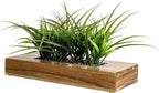 MyGift Large Artificial Green Grass Plants Potted in 14 Inch Premium Acacia Solid Wood Rectangular Planter Box, Decorative Tabletop Faux Greenery Centerpiece Décor