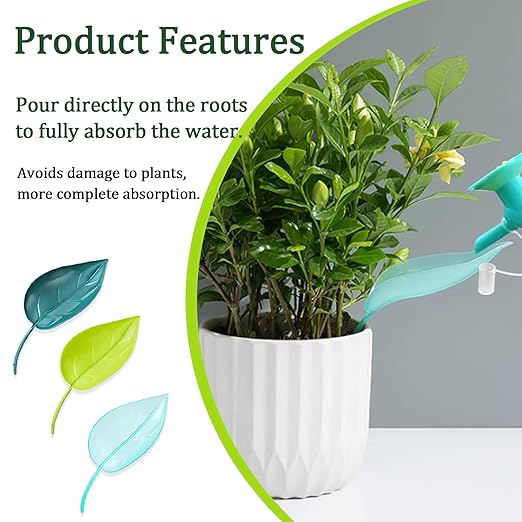 3 Pcs Leaf Plant Watering Funnel, Insert Leaf-Shaped Plant Water Funnel, Indoor & Outdoor Flower Plant Watering Devices Leaf for Houseplant Irrigation Drip (3 Colors) (3)