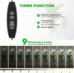 12" Grow Lights for Large Indoor Plants, Full Spectrum Indoor Plant Lights for Indoor Growing,Height Adjustable 15"-65",Timer Auto On/Off 3/9/12H,9 Brightness,Led Tall Halo Grow Light for House Plants