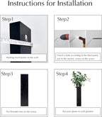 Wall Planters for Indoor Plants, Set of 4 Black Modern Farmhouse Wood Wall Decor for Indoor Plants, Hanging Planter for Living Room, Bathroom Wall Decor, Dried Flowers and Faux Greenery