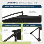 wikiwiki 10ft Patio Umbrellas Offset Outdoor Umbrella Cantilever Hanging Umbrellas w/Infinite Tilt, Fade Resistant Waterproof RECYCLED FABRIC Canopy & Cross Base, for Yard, Garden & Deck, Carbon