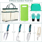 8-Piece Heavy-Duty Gardening Tools Set with Tote Bag - Rust-Proof Aluminum Gardening Hand Tools with Ergonomic Non-Slip Rubber Grips - Gardening Supplies Set Ideal Gift for Men & Women