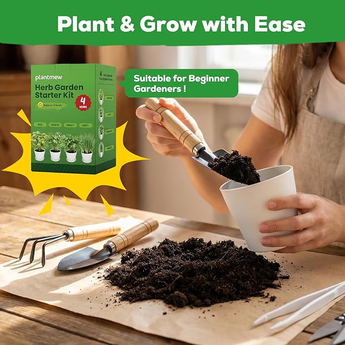 Indoor Herb Garden Starter Kit - Mothers Day Gifts - 4 Non GMO, Heirloom Culinary Herb Seeds, Unique Gardening Gift for Women, Mom, Her, Birthday, Housewarming, Plant Lovers
