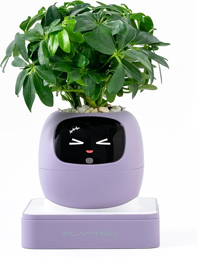 PLANTSIO Ivy Interactive AI Desk Companion, Smart Plant Pet with 100+ Expressions, Cute Indoor Planter for Office Decor, Unique Gift for Plant Lovers & Coworkers(Violet)