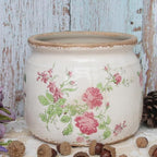 Decorative Pots Spring Decor, Pastel Floral Ceramic Garden Pots with Drainage, 6.29 Inch Pink Vintage Grandma Flower Pots for Indoor Plants & Succulent, Crackle Glaze Pottery Planters, Mom Gifts