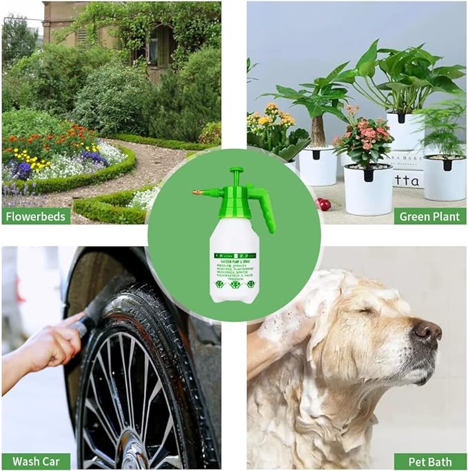Garden Pump Sprayer,68oz/34oz Hand-held Pressure Sprayer Bottle for Lawn with Safety Value&Adjustable Nozzle, for Watering,Spraying Weeds,Home Cleaning and Car Washing,0.5 Gallon