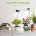 Kullinss Grow Light, 48 LEDs Full Spectrum Plant Lights for Indoor Growing, Halo Plant Light with 3/9/12H Timer, 3 Color Modes, 10 Brightness, Height Adjustable Grow Lamp for Small Plants (2 Pack)