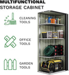 Patiowell 28 Cuft Outdoor Storage Shed with Adjustable Shelves, Metal Vertical Storage Cabinet with Lockable Door, Outdoor Waterproof Tool Garden Shed for Backyard Lawn Patio, Black