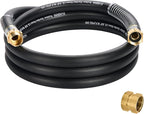 5/8 IN. × 10FT. Heavy Duty Rubber Garden Hose, High Flow 5/8" I.D. Brass Fitting No Memory Durable Heavy Duty Water Hose Leader Hose for Watering, Irrigation, Water Transfer Pump