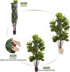 GlowSol Faux Fiddle Leaf Fig Tree, 5 Ft Artificial Ficus Lyrata Plant with 102 Fiddle Leaves, Fake Floor Plant in Pot for Indoor Outdoor Living Room House Office Bedroom Decor