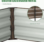3 in 1 Galvanized Raised Garden Bed with 87" H Arch Trellis for Climbing Plants, Outdoor Gardening Planter Box with Climbing Net for Flower Vegetables Fruits Herbs, Wood Grain
