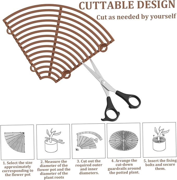 2Pcs Plant Pot Cover, 12" Plant Protector Grid with Clips Indoor Outdoor Flower Pot Cover to Deter Digging Pets & Weeds, Black & Brown