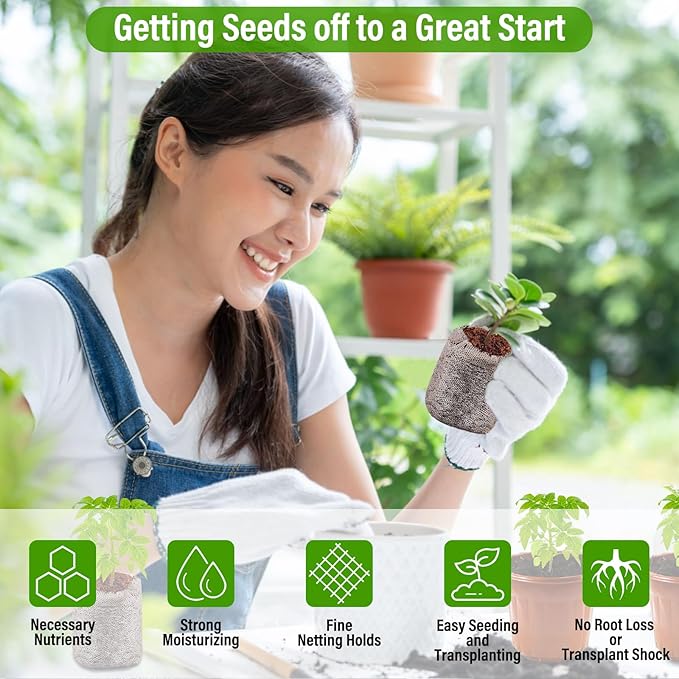 Legigo 100 PCS 35mm Coco Coir Pellets Seed Starter Soil Pods, Compressed Seed Starting Coconut Coir Pellets Soil Plugs for Seedlings, Seed Plant Starter Pods for Garden Herbs Flowers Vegetables