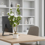3FT Artificial Camellia Tree in Pot, Faux White Flowers with 16 Bloomings, 36" Artificial Plants Indoor Trees for Home and Office Decor