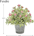 2 Pack Small Desk Plants, Artificial Bathroom Plants Decor with Flower in Vintage Melamine Pots, Faux Plants Indoor for Shelf Decor in Home Office, and Spring Decor (Fuchsia)