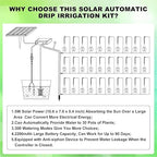Lewisia 5W Solar Drip Irrigation System with Timer Auto Watering Kit for Garden Raised Beds Patio Lawn Greenhouse Up to 30 Plants