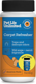 Pet Life Unlimited Carpet Deodorizer Powder, 16 oz, Strong Pet Odor Eliminator & Carpet Freshener, Plant-Based Wild Sage & Neroli Scent, Pet Safe (Pack of 1)