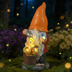 Solar Gnome Statue Outdoor Decor for Mother's Day,Gnome Figurines with Flower LED Light for Garden Decorations for Patio Lawn Balcony Fairy Gardens,Housewarming Gifts for Women Mom