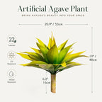 Ttranewsoo Artificial Agave Plants,Large UV Resistant Fake Agave Planters for Indoor and Outdoor Decorating Tropical Plant Succulents Greenery Indoor Decor (2Pack,22" Yellow)